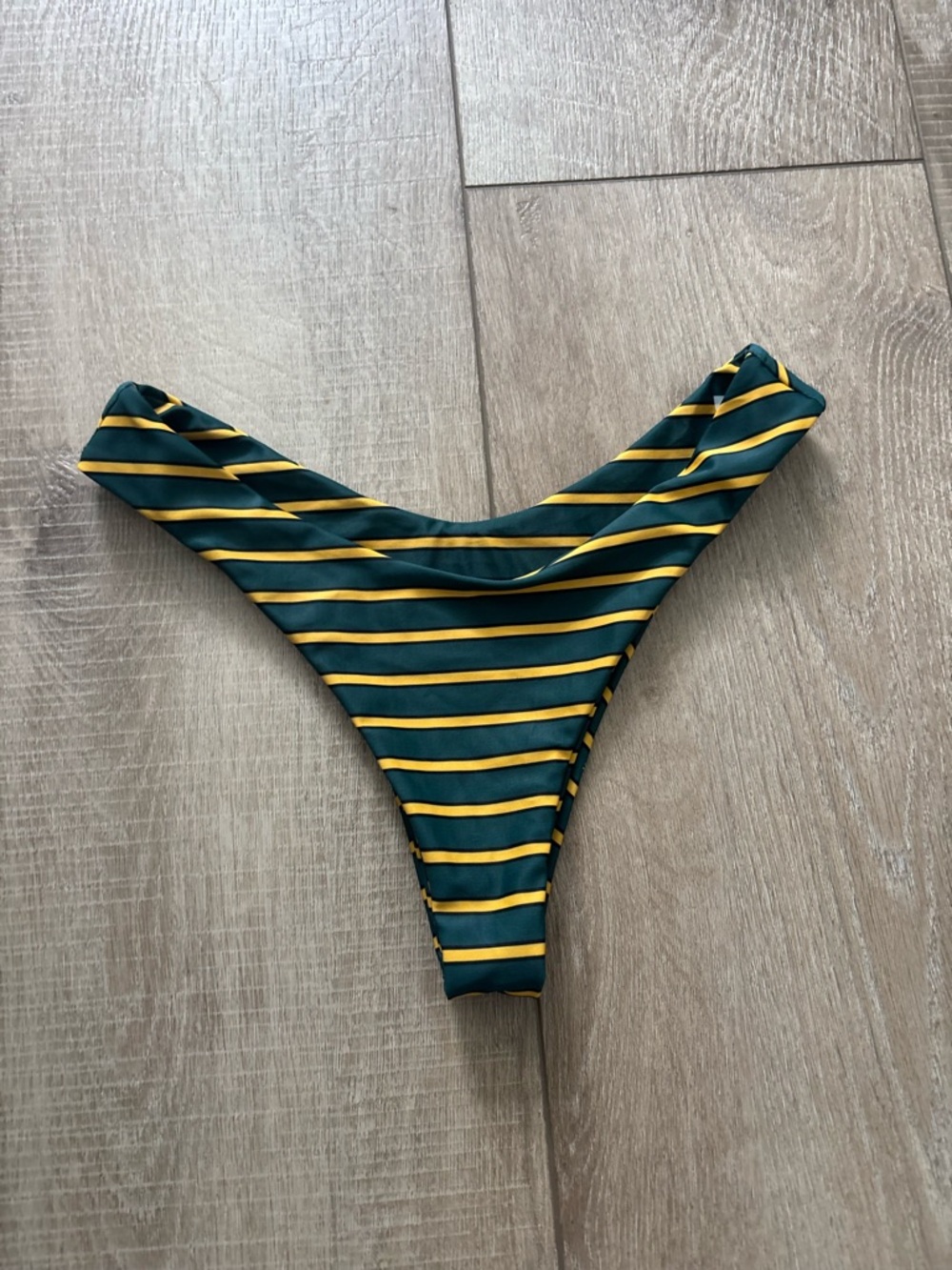 Zaful Green and Yellow Striped Bikini Bottom